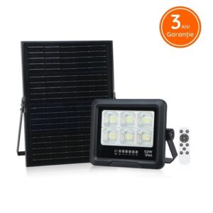 proiector-led-50w-slim-cu-panou-solar-si-telecomanda
