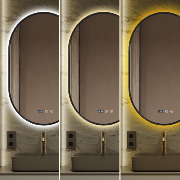 Oglinda LED 50x80cm Rama Neagra