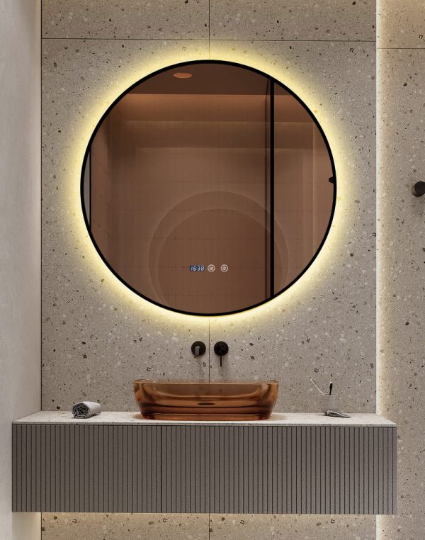 Oglinda LED 70cm Rama Neagra