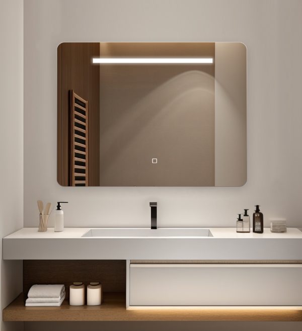 Oglinda LED 80x60cm Sticla Premium Anti-Aburire, 3 Lumini, Control Touch LLJ184 - imagine 5