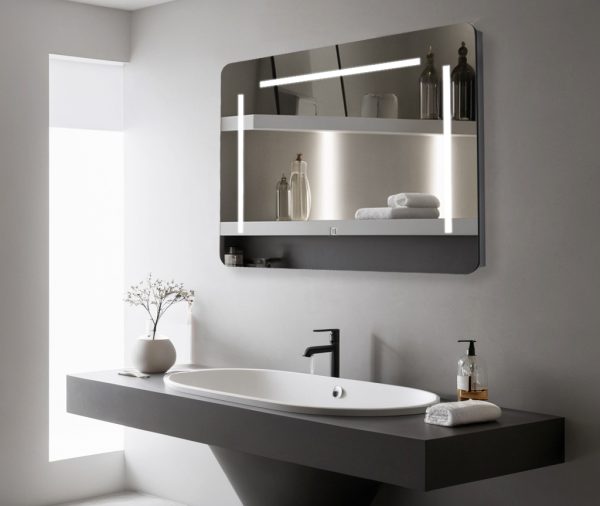 Oglinda LED 80x60cm Sticla Premium Anti-Aburire, 3 Lumini, Control Touch LLJ184 - imagine 6