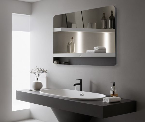 Oglinda LED 80x60cm Sticla Premium Anti-Aburire, 3 Lumini, Control Touch LLJ184 - imagine 7