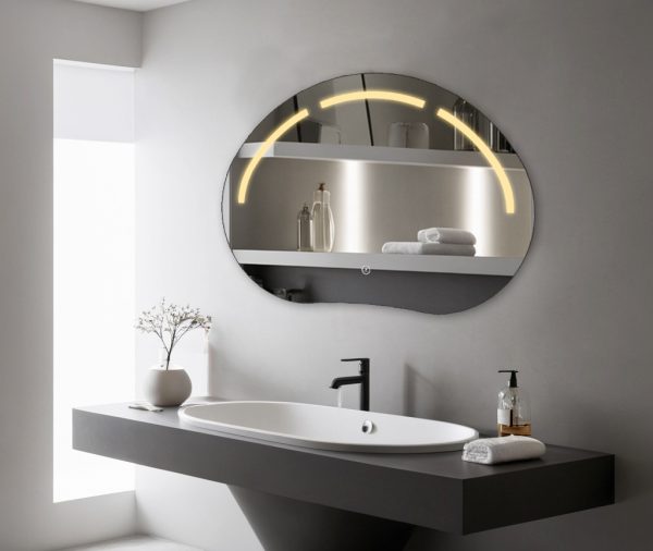 Oglinda LED 80x60cm Sticla Premium Anti-Aburire, 3 Lumini, Control Touch LLJ185 - imagine 4