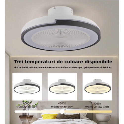 Lustra LED cu ventilator, 6 Trepte de Viteza, Telecomanda inclusa, Iluminare Reglabilă și Mod Vară/Iarna - imagine 6