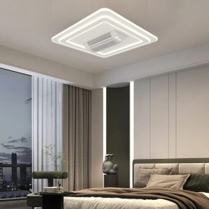 Lustra LED cu ventilator, Design Patrat, Control Inteligent și Functionare Silentioasa – 6 Trepte de Viteza