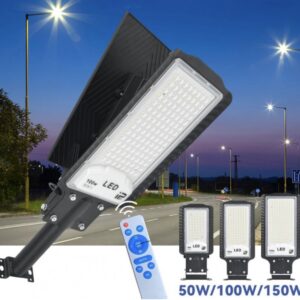 Lampa LED Iluminat Stradal 100W Solara cu Telecomanda Suport LL75C06